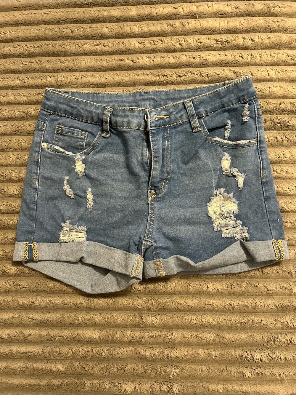 SHEIN Distressed Rolled Hem Jean Shorts